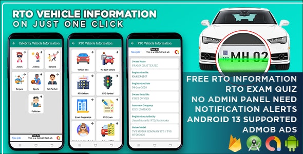 RTO Vehicle Information Android App Nulled - RTO Vehicle Info App , Vehicle Information Tracker | Admob Ads