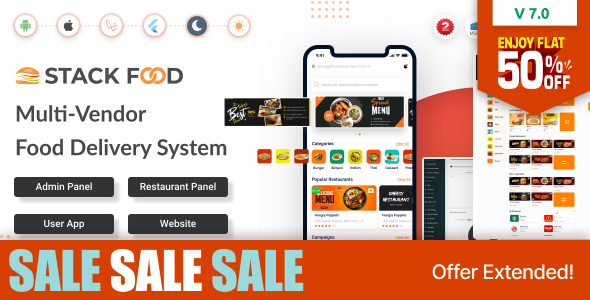 StackFood v7.0 Nulled - Multi Restaurant Food Delivery App with Laravel Admin and Restaurant Panel