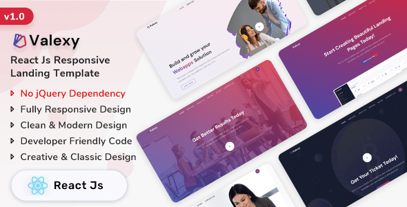 Valexy Nulled - React Js Landing Page Template