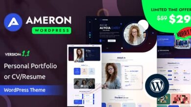 Ameron v1.0.0 Nulled - Personal Portfolio or CV/Resume WordPress Theme