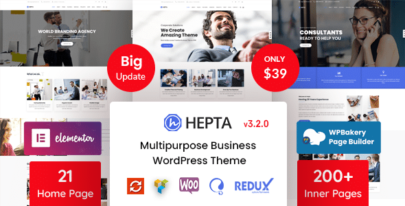 Hepta v3.2.0 Nulled - Multipurpose Business WordPress Theme