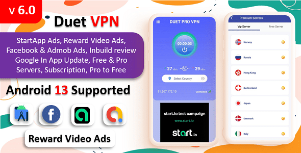 Duet Pro VPN App v6.0 Nulled - Secure VPN App & Fast VPN