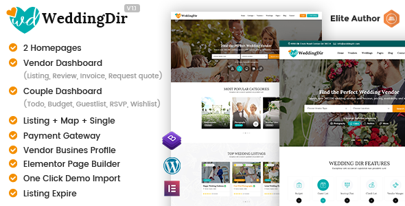 WeddingDir v1.1.8 Nulled - Directory Listing WordPress Theme