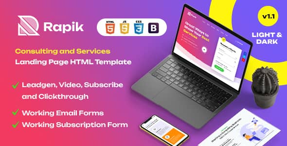 Rapik Nulled - Creative Consulting and Services HTML Landing Page Template