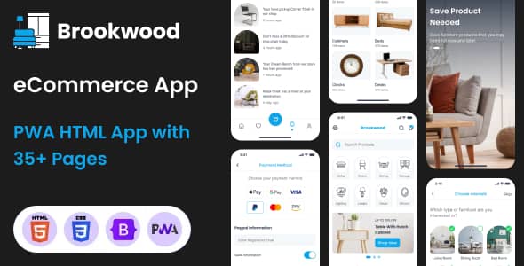 Brookwood Nulled - Furniture & Home Decor eCommerce PWA Mobile HTML Template