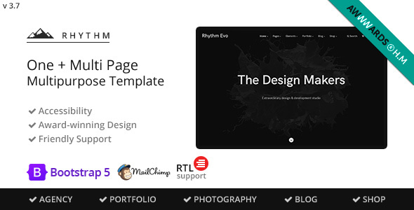 Rhythm v3.7.8 Nulled - Multipurpose One/Multi Page Template