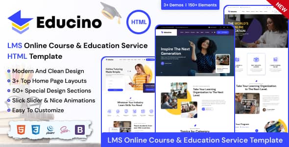 Educino Nulled - LMS, Online Course & Education Service HTML Template
