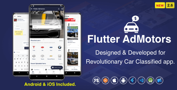 Flutter AdMotors For Car Classified BuySell iOS and Android App with Chat v2.6 Free