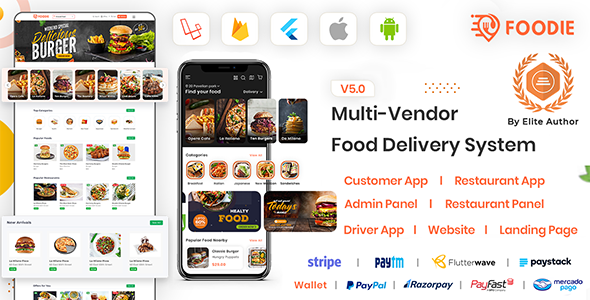 Foodie v5.0 Nulled - UberEats Clone - Food Delivery App - Multiple Restaurant Food Delivery Flutter App