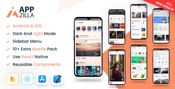 AppZilla v1.3 Nulled - Mobile React Native UI KIT Elements Andriod + iOS
