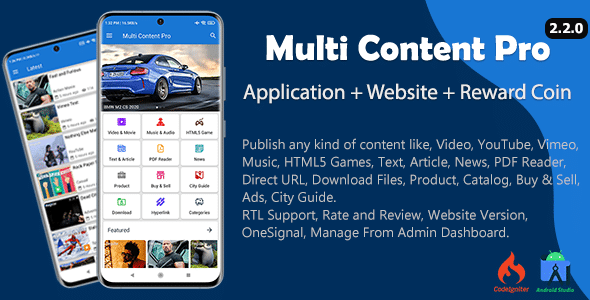 Multi Content Pro (Application and Website) v2.2.0 Free