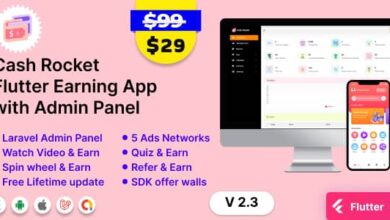 Cash Rocket v2.3 – Flutter Online Earning App with Admin Panel Free