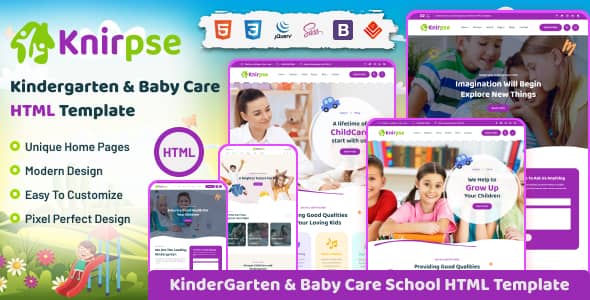 Knirpse Nulled - Kindergarten, Children & Baby Care HTML Template