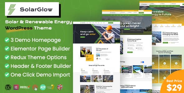 Solarglow v1.1.0 Nulled - Solar & Renewable Energy WordPress Theme