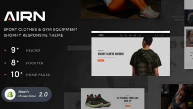 AIRN Nulled - Sports Clothing & Fitness Equipment Shopify 2.0 Theme