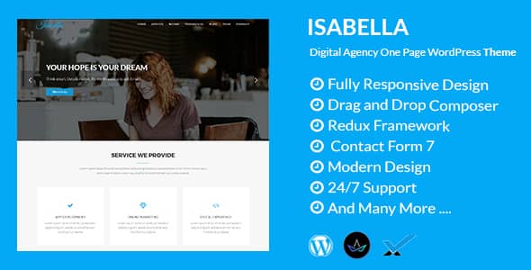 Isabella v1.7 Nulled - Digital Agency One Page WordPress Theme