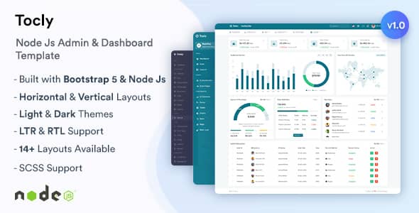Tocly v1.0 Nulled - NodeJs Admin & Dashboard Template