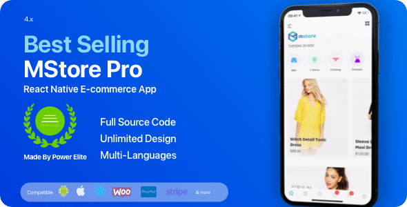 MStore Pro v5.0 Nulled - Complete React Native template for e-commerce