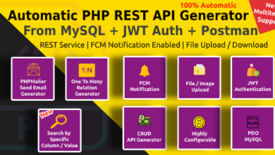 Automatic PHP REST API Generator + Postman Docs from MySQL Database With JWT Token Authentication v4.9 Free