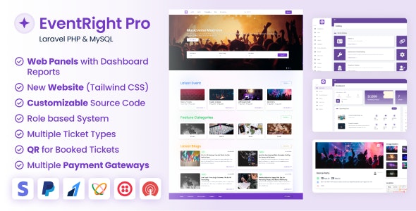EventRight Pro v1.8.0 Nulled - Ticket Sales and Event Booking & Management System with Website & Web Panels (SaaS)