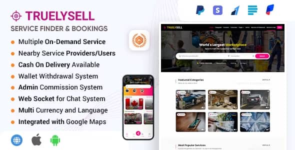 TruelySell v2.3.0 Nulled - Multi Vendor online Service Booking Marketplace and Nearby Service Finder Software
