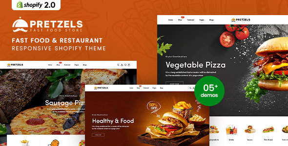 Pretzels Nulled - Fast Food & Restaurant Responsive Shopify Theme