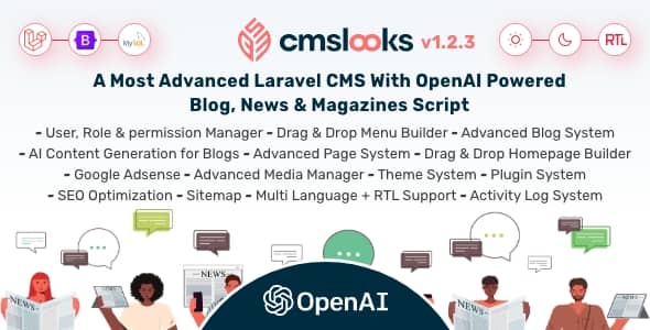 CMSLooks v1.2.1 Nulled - Laravel CMS With OpenAI Powered Blog, News & Magazines Script