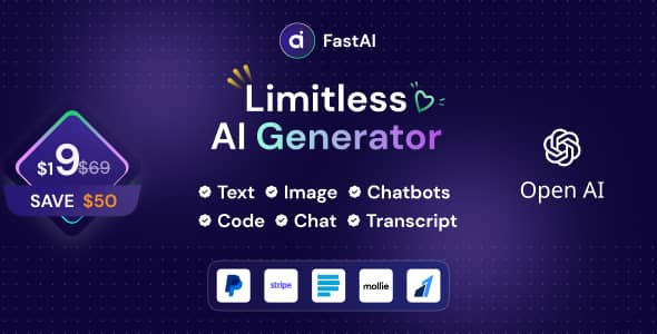 FastAi v1.2.1 Nulled - SaaS AI Content Voice Text Image Chat & Code Generator