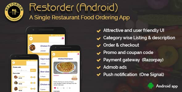 Restorder (Android) v1.3 Nulled - A single restaurant food ordering ap