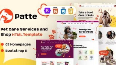 Patte Nulled - Pet Care and Pet Shop HTML Template
