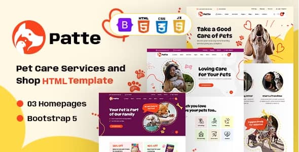 Patte Nulled - Pet Care and Pet Shop HTML Template