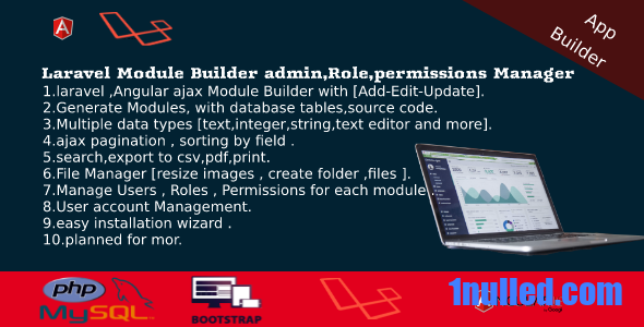 Dashboard Builder v3.8 Nulled - CRUD, Users, Roles, Permission, Files Manager, Invoices