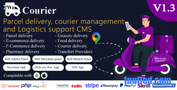 We Courier v1.3 Nulled - Courier and logistics management CMS with Merchant, Delivery app