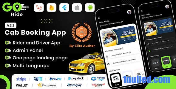 GORIDE v2.1 Nulled - InDriver Clone - Flutter Complete Taxi Booking Solution with Bidding Option