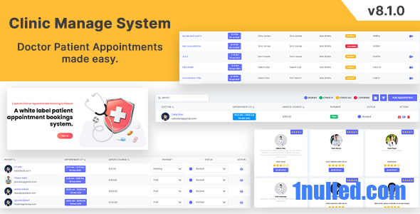 Clinic Management System v8.1.0 Nulled - Doctor Patient Appointment Management System Laravel