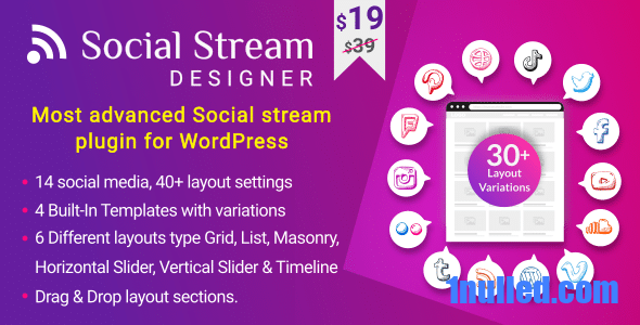 Social Stream Designer v1.1.8 Nulled - Instagram Facebook Twitter Feed - Social media Feed Grid Gallery Plugin