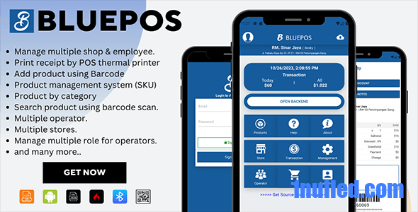 BLUEPOS v1.1 Nulled - Android Mobile Point of sale (POS) With Admin Backend API