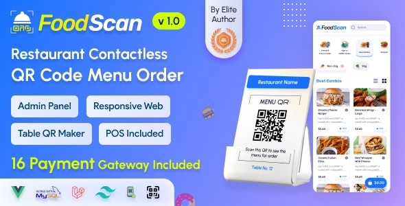 FoodScan v1.0 Nulled - Qr Code Restaurant Menu Maker and Contactless Table Ordering System with Restaurant POS