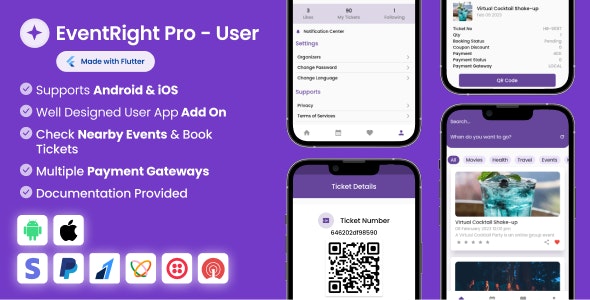 User App for EventRight Pro Event Ticket Booking System v1.4.0 Free