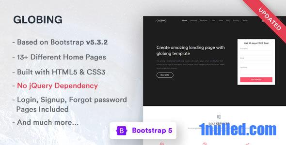 Globing Nulled - Bootstrap 5 Landing Page Template