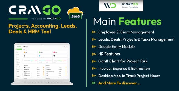 CRMGo SaaS v6.9 Nulled - Projects, Accounting, Leads, Deals & HRM Tool