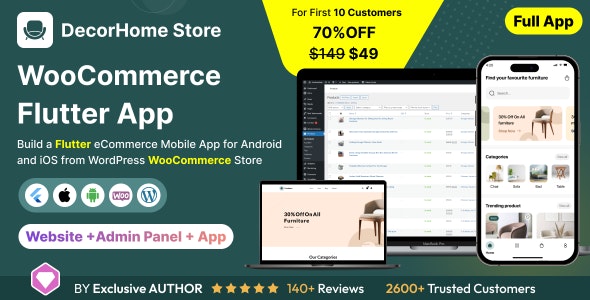 DecorHome App v1.0 Nulled - Online Furniture Selling in Flutter 3.x (Android, iOS) with WooCommerce Full App