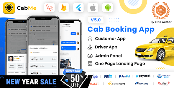CabME v5.0 Nulled - Flutter Complete Taxi app - Taxi Booking Solution