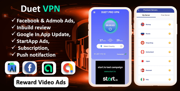 Duet Pro VPN App v8.0 Nulled - Secure VPN App & Fast VPN