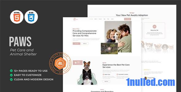 Paws Nulled - Pet Care and Animal Shelter HTML Template