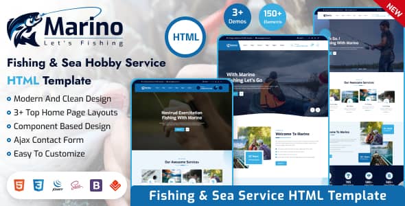 Marino Nulled - Fishing & Sea Hobby HTML Template