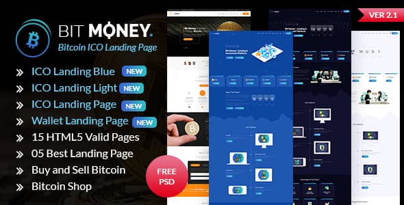 Bit Money v2.1 Nulled - Bitcoin Cryptocurrency ICO Landing Page HTML Template