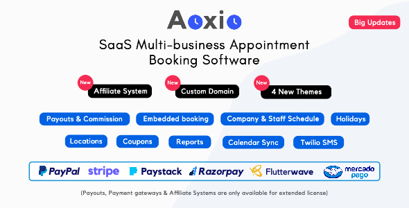 Aoxio v2.2 Nulled - SaaS Multi-Business Service Booking Software