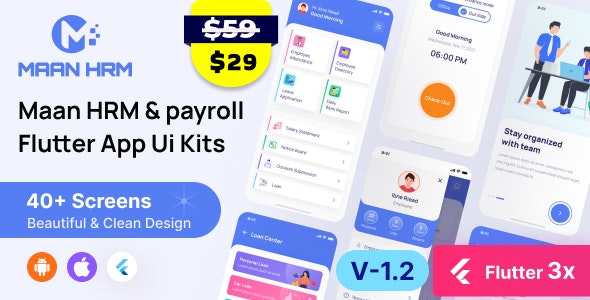 Maan HRM Flutter App UI Kit (Android & iOS) v1.2 Free