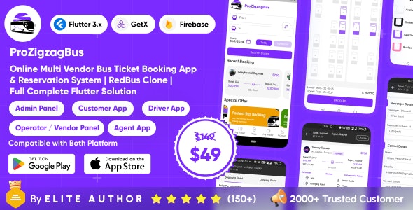 ProZigzagBus v1.1 Nulled - Online Multi Vendor Bus Ticket Booking App & Reservation System Flutter Solution